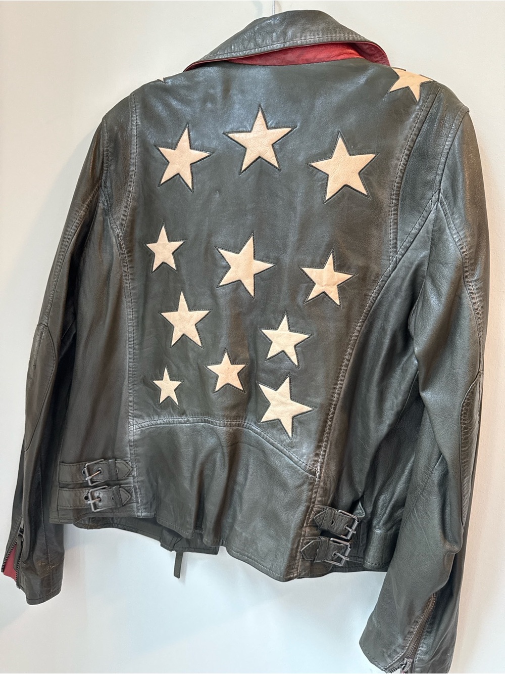 Leather Star-Accent Gray Moto Leather Jacket - Mauritius size XXL - Picture 2 of 8
